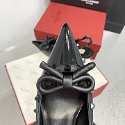 Fortok Valentino Rockstud Bow Slingback Ballerina In Black Patent Leather With Tone-On-Tone Studs - 4