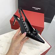 Fortok Valentino Rockstud Bow Slingback Ballerina In Black Patent Leather With Tone-On-Tone Studs - 3