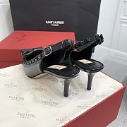 Fortok Valentino Rockstud Bow Slingback Ballerina In Black Patent Leather With Tone-On-Tone Studs - 5