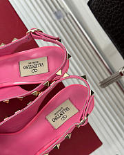 Fortok Valentino Rockstud Bow Slingback Ballerina In Pink Patent Leather With Tone-On-Tone Studs - 5