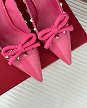 Fortok Valentino Rockstud Bow Slingback Ballerina In Pink Patent Leather With Tone-On-Tone Studs - 6