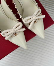 Fortok Valentino Rockstud Bow Slingback Ballerina In White Patent Leather With Tone-On-Tone Studs - 2