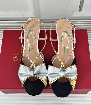 Fortok Valentino Bow Slingback Pumps In Black 