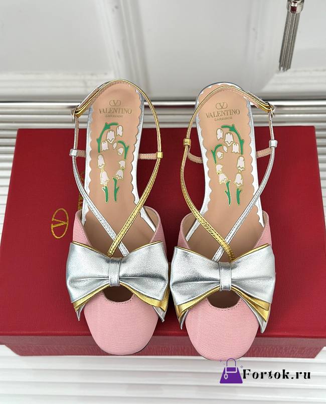 Fortok Valentino Bow Slingback Pumps In Pink - 1