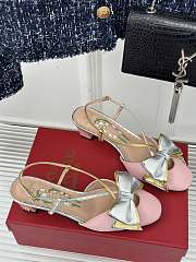Fortok Valentino Bow Slingback Pumps In Pink - 4