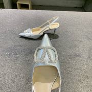Fortok Valentino Garavani Slingback Silver V Buckle Rhinestone - 6