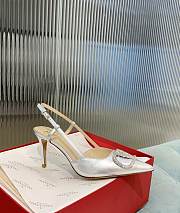 Fortok Valentino Garavani Slingback Silver V Buckle Rhinestone - 4