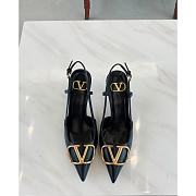 Fortok Valentino Gold Vlogo Signature Black Calfskin Slingback Pump  - 1