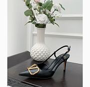 Fortok Valentino Gold Vlogo Signature Black Calfskin Slingback Pump  - 3