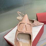 Fortok Valentino Vlogo Beige Patent Leather Slingback Pump  - 6