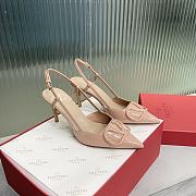Fortok Valentino Vlogo Beige Patent Leather Slingback Pump  - 5