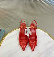 Fortok Valentino Vlogo Red Calfskin Leather Slingback Pump - 1