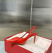 Fortok Valentino Vlogo Red Calfskin Leather Slingback Pump - 6
