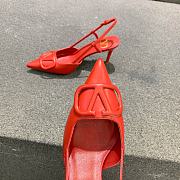 Fortok Valentino Vlogo Red Calfskin Leather Slingback Pump - 4