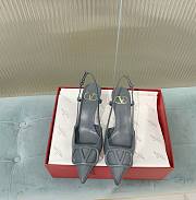 Fortok Valentino Vlogo Blue Calfskin Leather Slingback Pump - 1