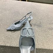 Fortok Valentino Vlogo Blue Calfskin Leather Slingback Pump - 5