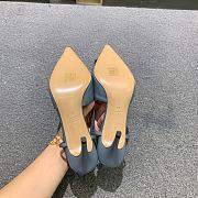 Fortok Valentino Vlogo Blue Calfskin Leather Slingback Pump - 3