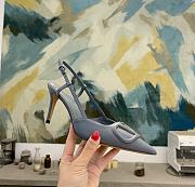 Fortok Valentino Vlogo Blue Calfskin Leather Slingback Pump - 2
