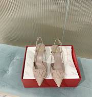Fortok Valentino Vlogo Beige Calfskin Leather Slingback Pump - 1