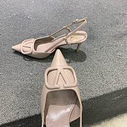 Fortok Valentino Vlogo Beige Calfskin Leather Slingback Pump - 5