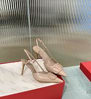 Fortok Valentino Vlogo Beige Calfskin Leather Slingback Pump - 4