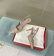 Fortok Valentino Vlogo Beige Calfskin Leather Slingback Pump - 3