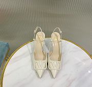 Fortok Valentino Vlogo White Calfskin Leather Slingback Pump - 1