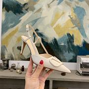 Fortok Valentino Vlogo White Calfskin Leather Slingback Pump - 6