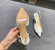 Fortok Valentino Vlogo White Calfskin Leather Slingback Pump - 2