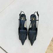 Fortok Valentino Vlogo Black Calfskin Leather Slingback Pump - 1
