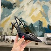Fortok Valentino Vlogo Black Calfskin Leather Slingback Pump - 6
