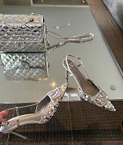 Fortok Valentino Sequin High-heeled Slingback Pumps Silver  - 3