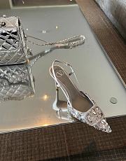 Fortok Valentino Sequin High-heeled Slingback Pumps Silver  - 4
