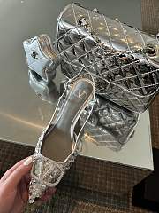 Fortok Valentino Sequin High-heeled Slingback Pumps Silver  - 5