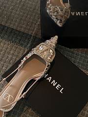 Fortok Valentino Sequin High-heeled Slingback Pumps Pink - 5