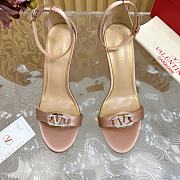 Fortok Valentino Mesh Rivet High-heel Sandals Beige - 1