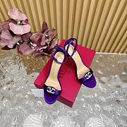 Fortok Valentino Mesh Rivet High-heel Sandals Purple - 5