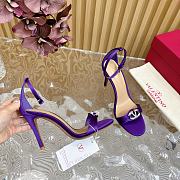 Fortok Valentino Mesh Rivet High-heel Sandals Purple - 2
