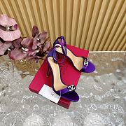 Fortok Valentino Mesh Rivet High-heel Sandals Purple - 3