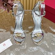 Fortok Valentino Mesh Rivet High-heel Sandals Silver - 1