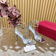 Fortok Valentino Mesh Rivet High-heel Sandals Silver - 5