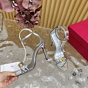 Fortok Valentino Mesh Rivet High-heel Sandals Silver - 6