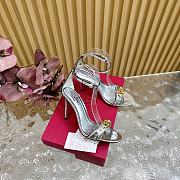 Fortok Valentino Mesh Rivet High-heel Sandals Silver - 4
