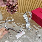Fortok Valentino Mesh Rivet High-heel Sandals Silver - 3