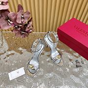 Fortok Valentino Mesh Rivet High-heel Sandals Silver - 2