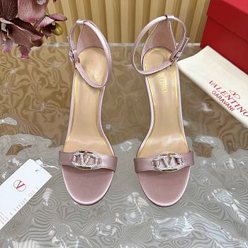 Fortok Valentino Mesh Rivet High-heel Sandals Pink