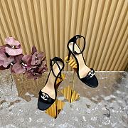 Fortok Valentino Mesh Rivet High-heel Sandals Black - 3