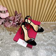 Fortok Valentino Mesh Rivet High-heel Sandals Black - 2
