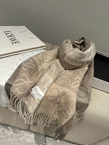 Fortok Loewe Wool Cashmere Scarf Beige 40x180cm