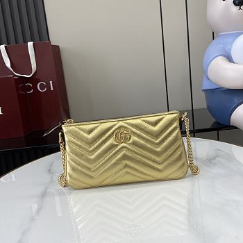 Fortok Gucci GG Marmont Super Mini Bag Gold Metallic Leather 824950 22x12x2cm 